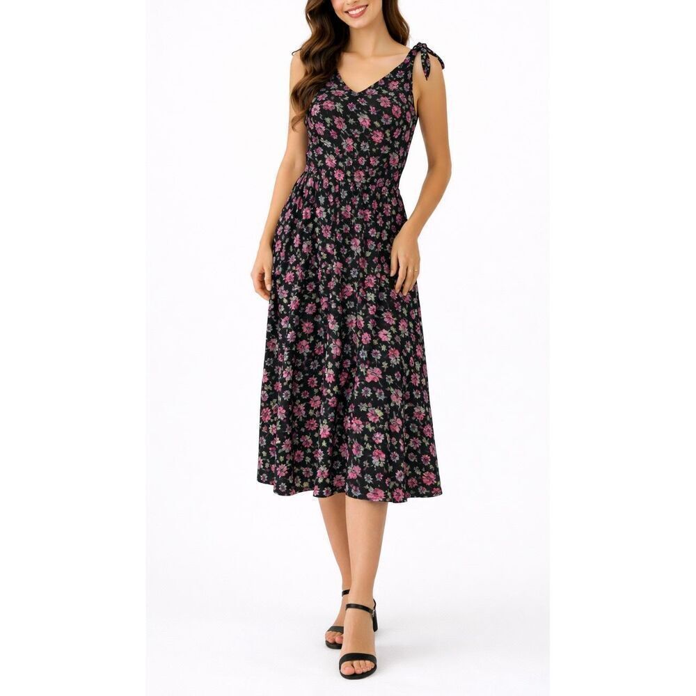 Lanz Original Vintage floral a-line tie shoulder dress